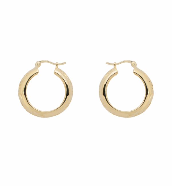 Flower Garland Stamped Hoop Earrings
