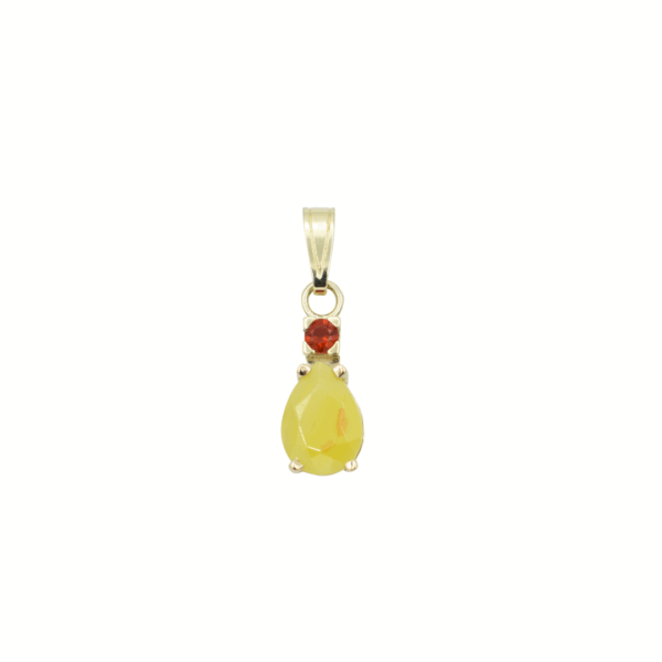 Gouden hanger met vuuropaal en gele smithsoniet
