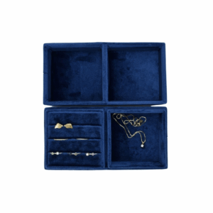 Sieradendoos velvet blauw groot