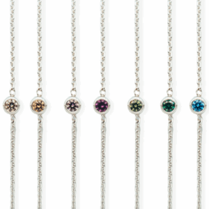 Zilveren ketting met zirkonia donker roze