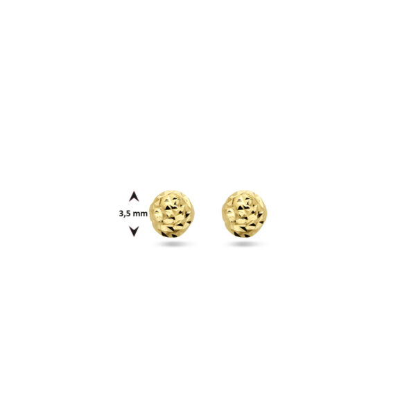 oorknoppen bolletje gediamanteerd 14K geelgoud - Afbeelding 3