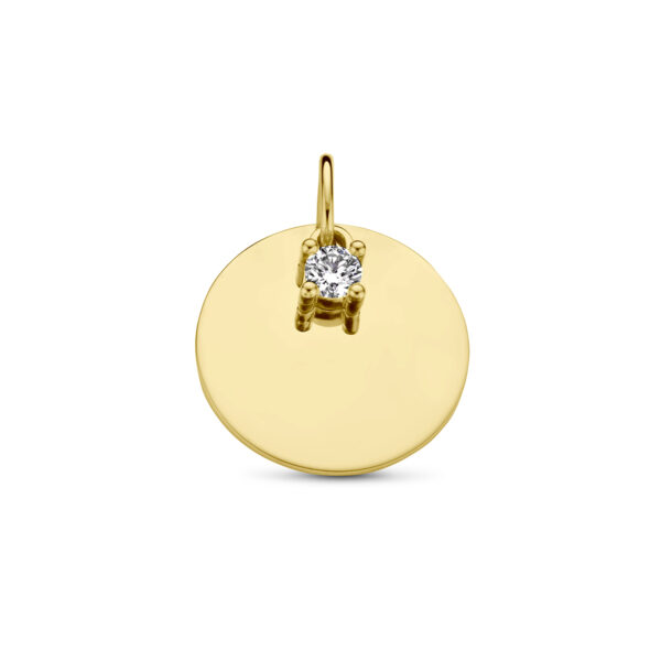 graveerhanger cirkel en diamant h si 14K geelgoud - Afbeelding 2