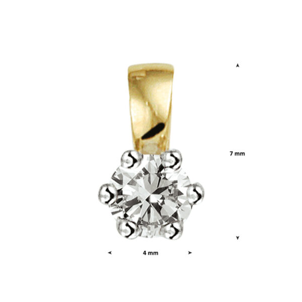hanger diamant 0.10ct h si 14K bicolor goud geel/wit - Afbeelding 2