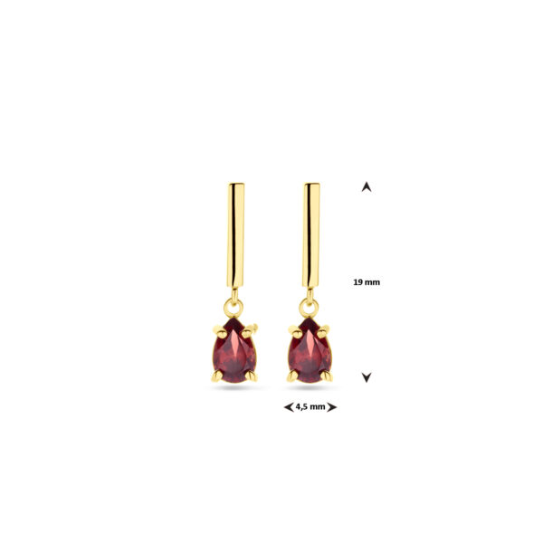 Gouden oorhangers met granaat - Afbeelding 2