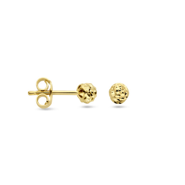 oorknoppen bolletje gediamanteerd 14K geelgoud - Afbeelding 4
