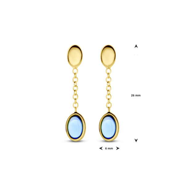 oorhangers london blue topaas 26 mm 14K geelgoud - Afbeelding 3