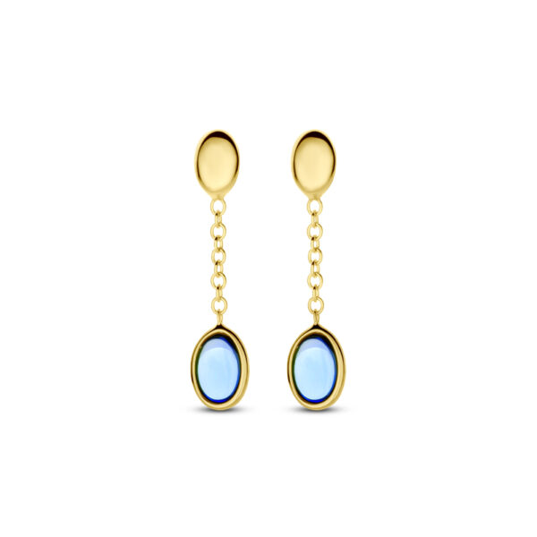 oorhangers london blue topaas 26 mm 14K geelgoud - Afbeelding 4