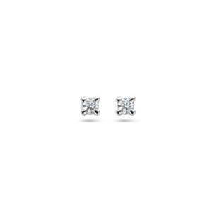 oorknoppen diamant 0.10ct (2x 0.05ct) h si 14K witgoud