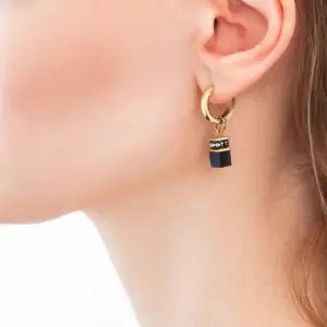 Coeur de Lion GeoCube oorbedels zwart goud