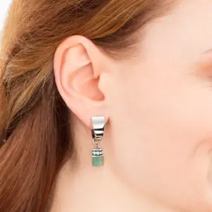 Coeur de Lion GeoCube oorbedels lichtgroen zilver